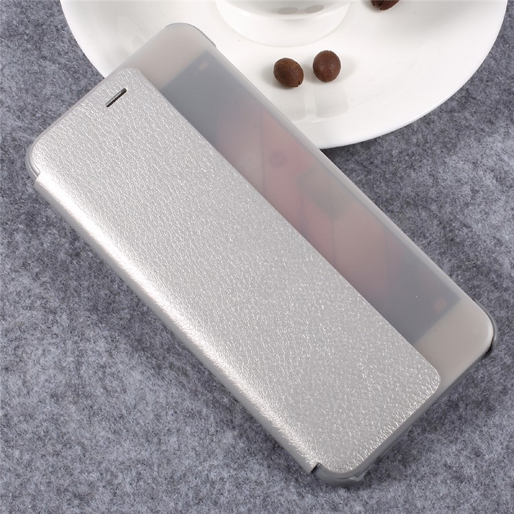 For Huawei P10 Side Window Flip Awakening Leather Smart Case Cover - Silver-3