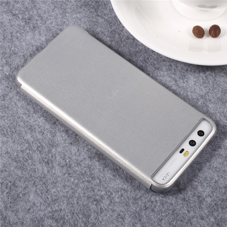 For Huawei P10 Side Window Flip Awakening Leather Smart Case Cover - Silver-6
