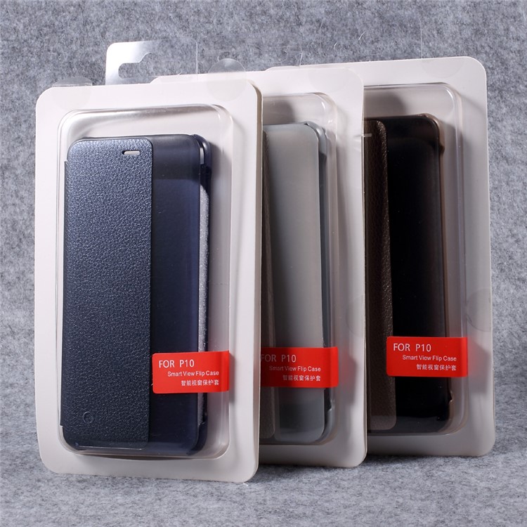 For Huawei P10 Side Window Flip Awakening Leather Smart Case Cover - Silver-9