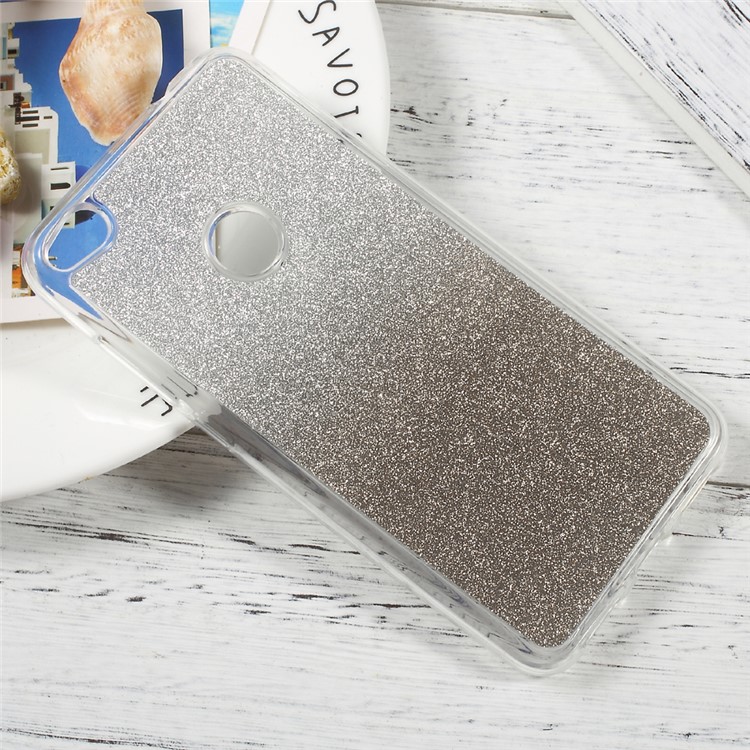 Gradient Color Glittery Powder Soft TPU Case for Huawei P8 Lite (2017) / Honor 8 Lite - Grey-3