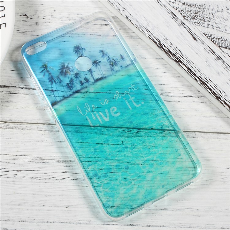 Pattern Printing Soft TPU Cell Phone Case for Huawei P8 Lite (2017) / Honor 8 Lite - Sea and Palm-2