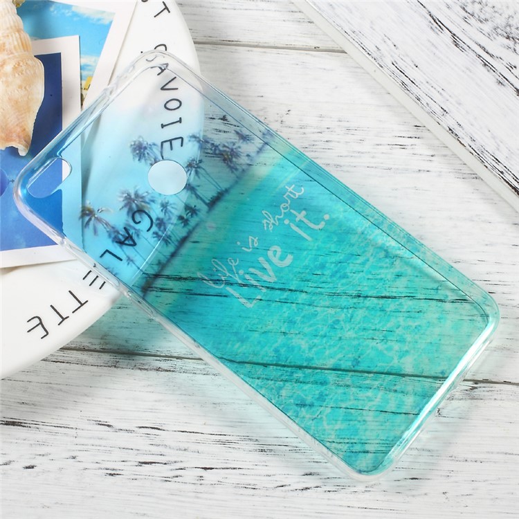 Pattern Printing Soft TPU Cell Phone Case for Huawei P8 Lite (2017) / Honor 8 Lite - Sea and Palm-3