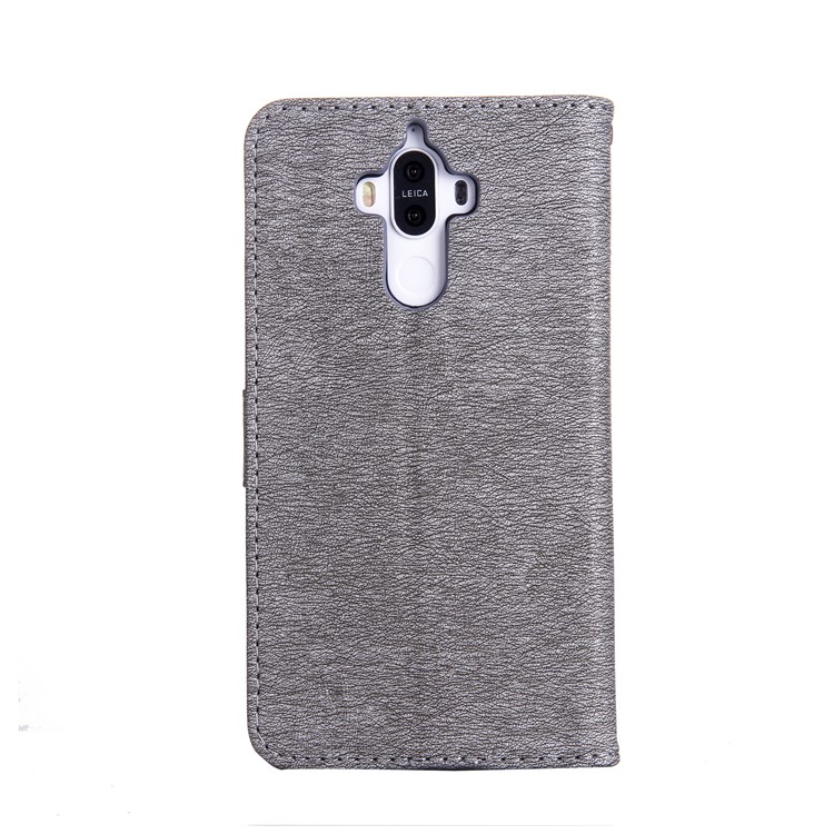 Imprinted Fairy and Butterfly Rhinestone Leather Wallet Case for Huawei Mate 9 - Grey-2