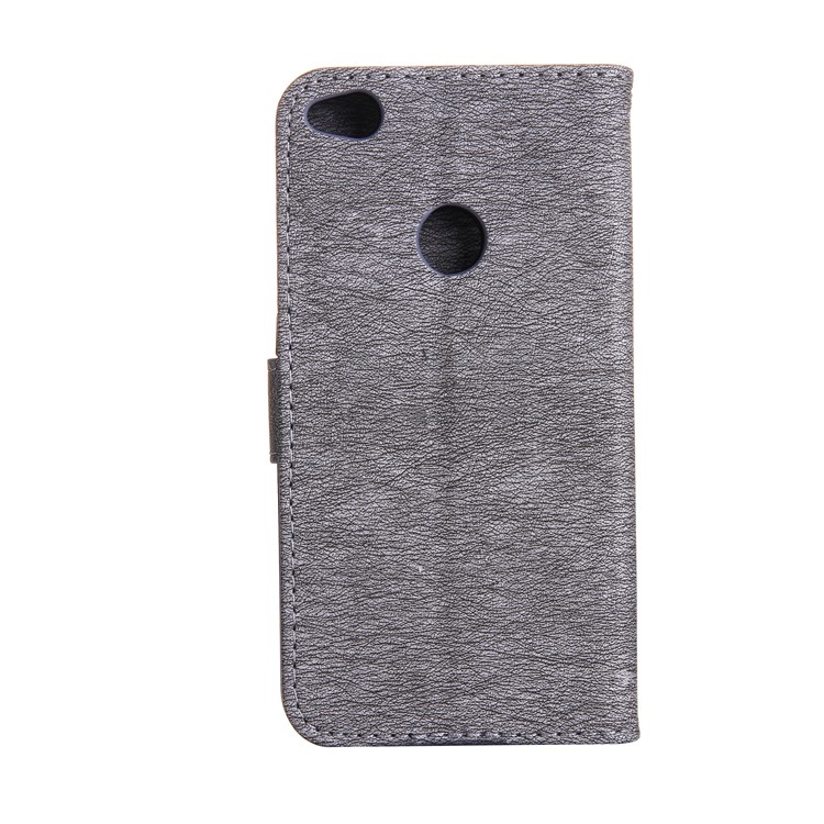 Imprinted Fairy and Butterfly Rhinestone Leather Wallet Case for Huawei P8 Lite (2017) / Honor 8 Lite - Grey-2
