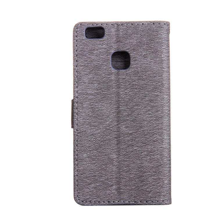 Imprinted Fairy and Butterfly Rhinestone Leather Wallet Case for Huawei P9 Lite/G9 Lite - Grey-2