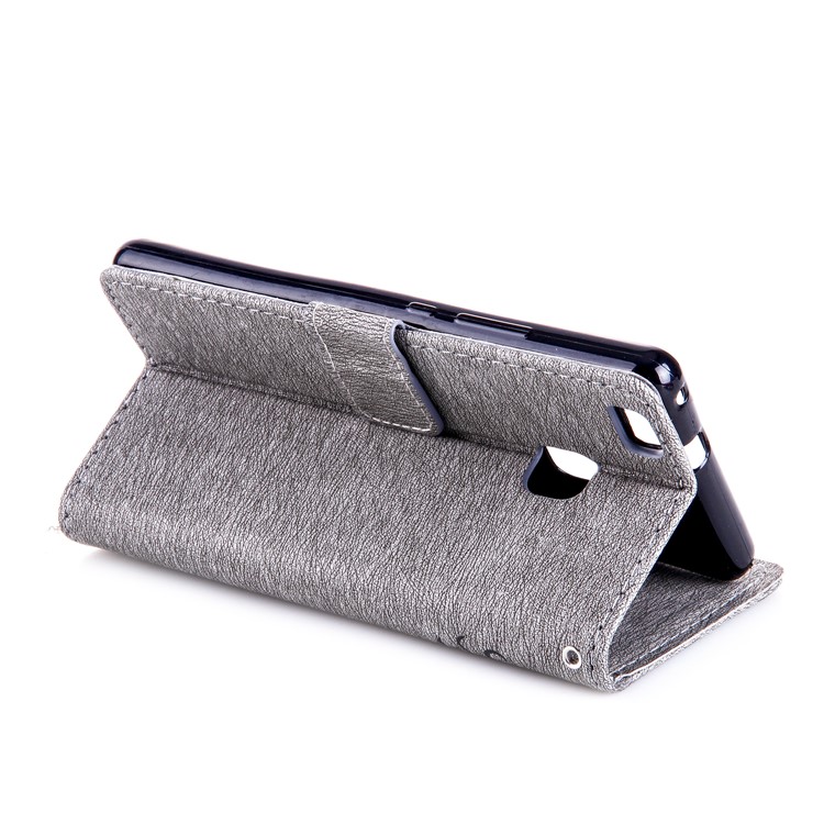 Imprinted Fairy and Butterfly Rhinestone Leather Wallet Case for Huawei P9 Lite/G9 Lite - Grey-5