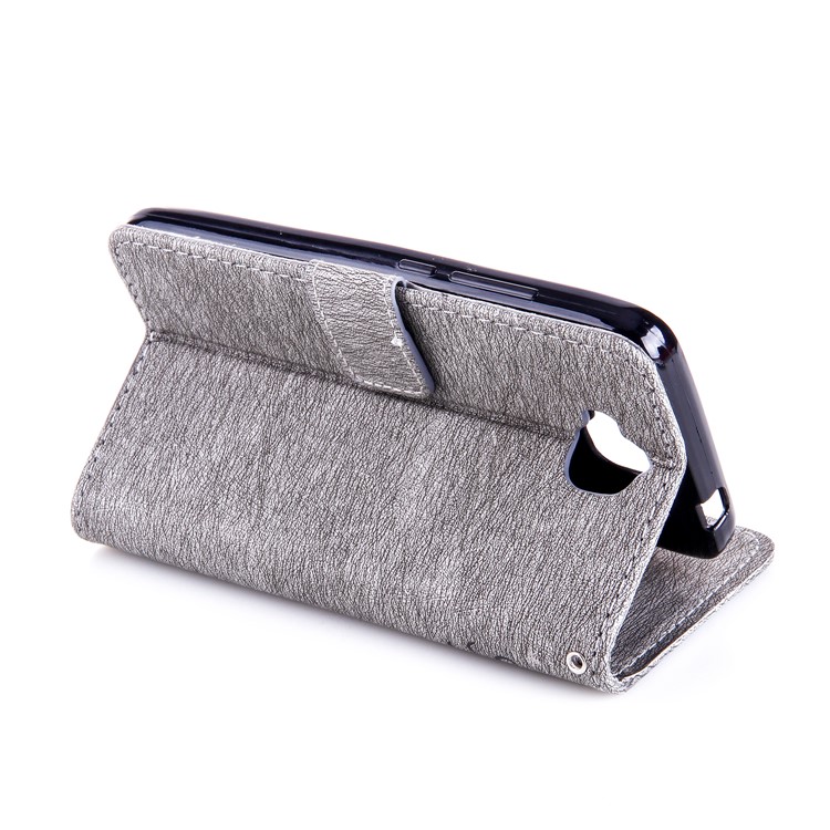 Imprinted Fairy and Butterfly Rhinestone Leather Wallet Case for Huawei Y6 Pro / Enjoy 5 - Grey-5