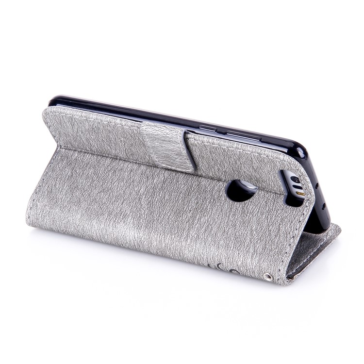Imprinted Fairy and Butterfly Rhinestone Leather Wallet Case for Huawei Honor 8 - Grey-6