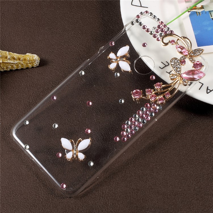 3D Rhinestone PC Protective Mobile Phone Case for Huawei P8 Lite (2017) / Honor 8 Lite - Pink-1