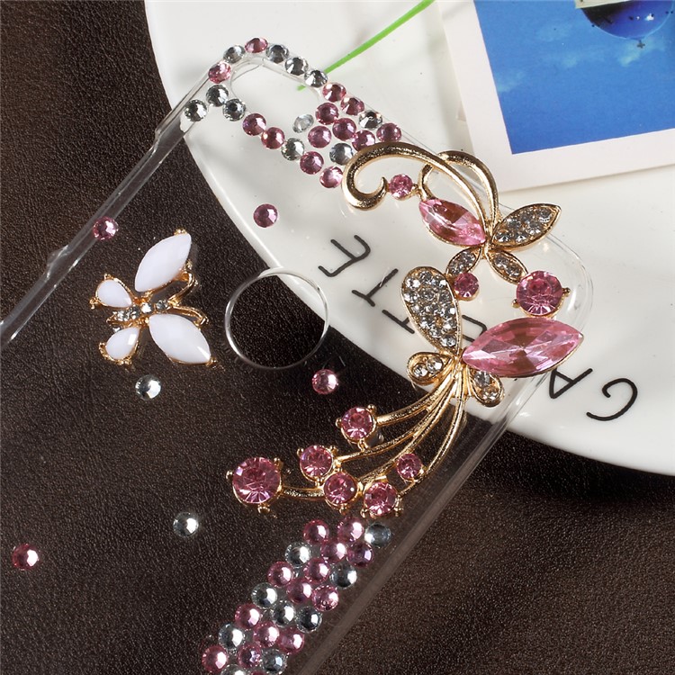 3D Rhinestone PC Protective Mobile Phone Case for Huawei P8 Lite (2017) / Honor 8 Lite - Pink-4