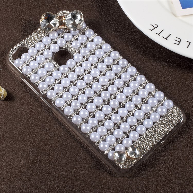 Bowknot Rhinestone Pearl Clear Plastic Shell for Huawei P8 Lite (2017) / Honor 8 Lite - Transparent-2