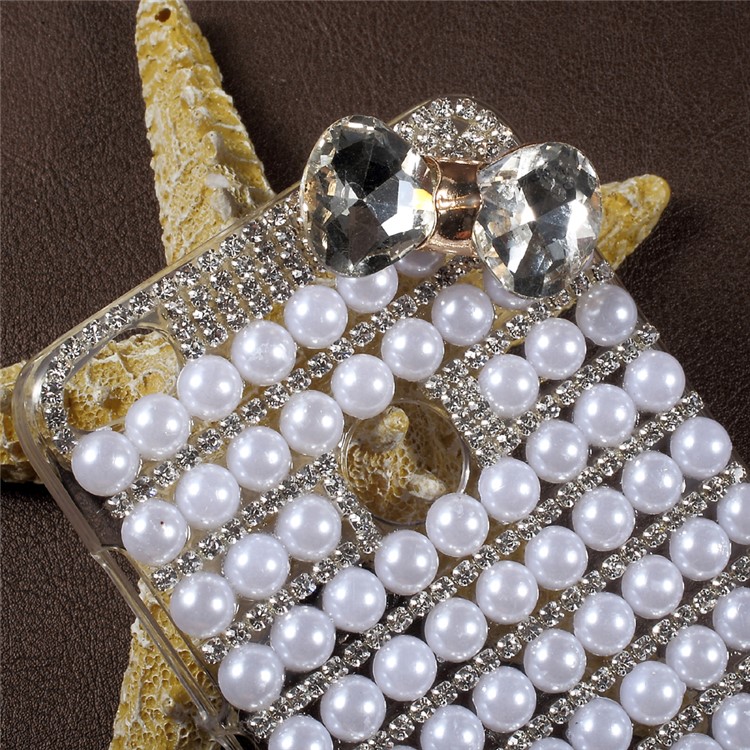 Bowknot Rhinestone Pearl Clear Plastic Shell for Huawei P8 Lite (2017) / Honor 8 Lite - Transparent-4