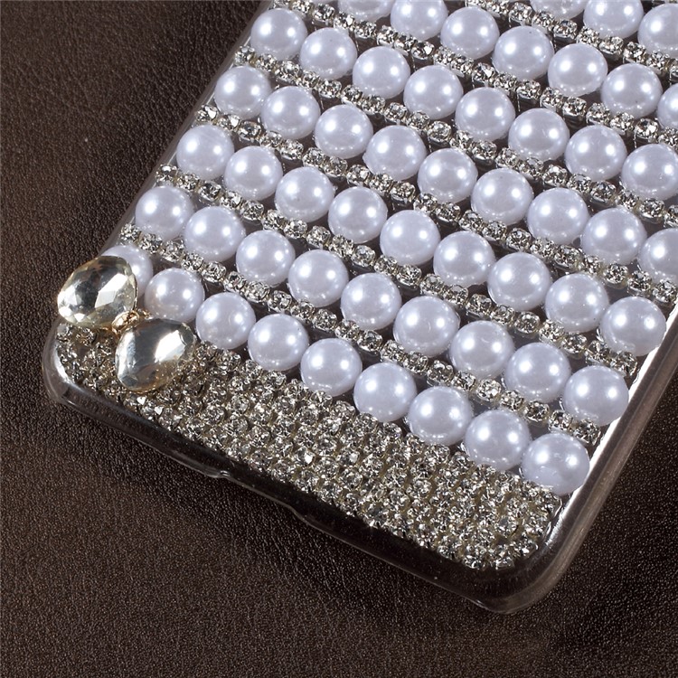Bowknot Rhinestone Pearl Clear Plastic Shell for Huawei P8 Lite (2017) / Honor 8 Lite - Transparent-5