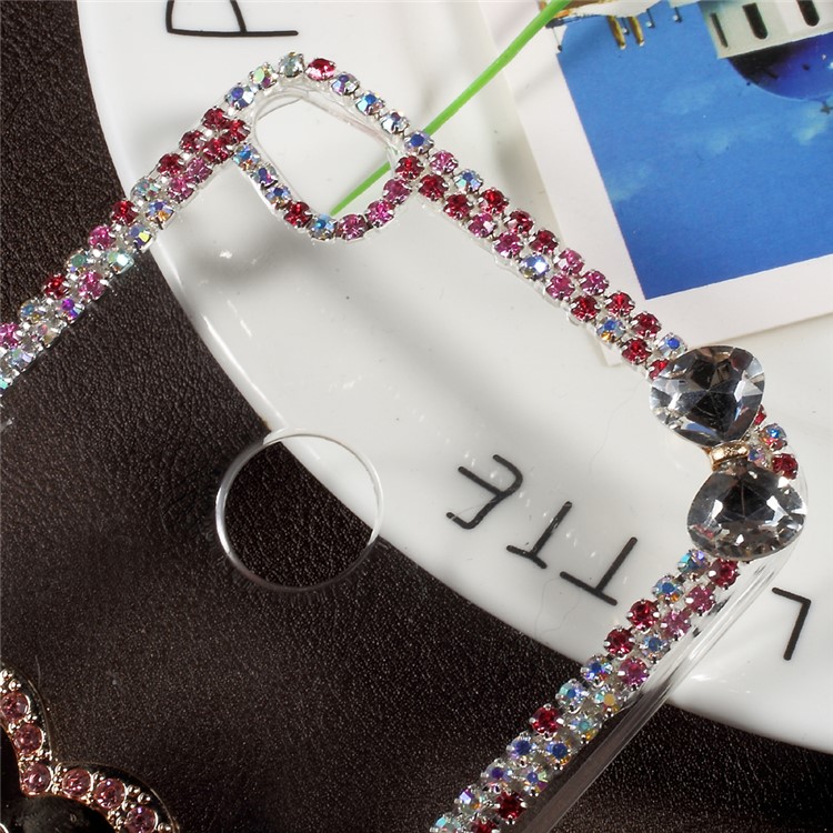 Rhinestone Decorated Ring Stand Clear Plastic Case for Huawei P8 Lite (2017) / Honor 8 Lite - Heart Shape-5