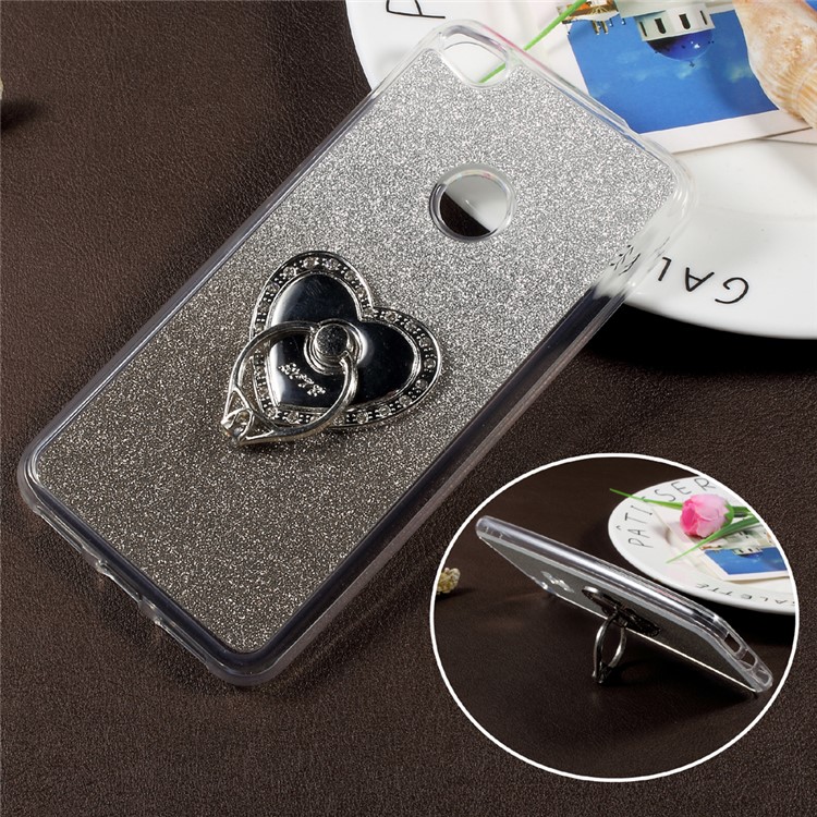 Gradient Glittery Powder TPU Kickstand Case for Huawei P8 Lite (2017) / Honor 8 Lite - Grey-1
