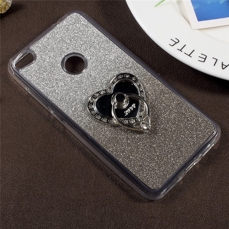 Gradient Glittery Powder TPU Kickstand Case for Huawei P8 Lite (2017) / Honor 8 Lite - Grey-2