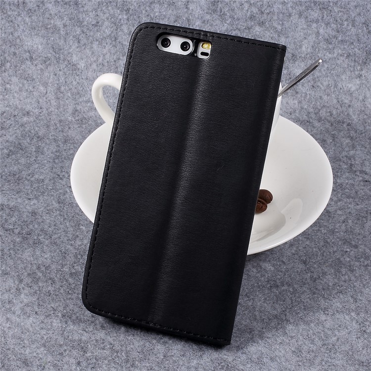 Pebble Grain Wallet Stand Leather Cell Phone Case for Huawei P10 Plus - Black-3
