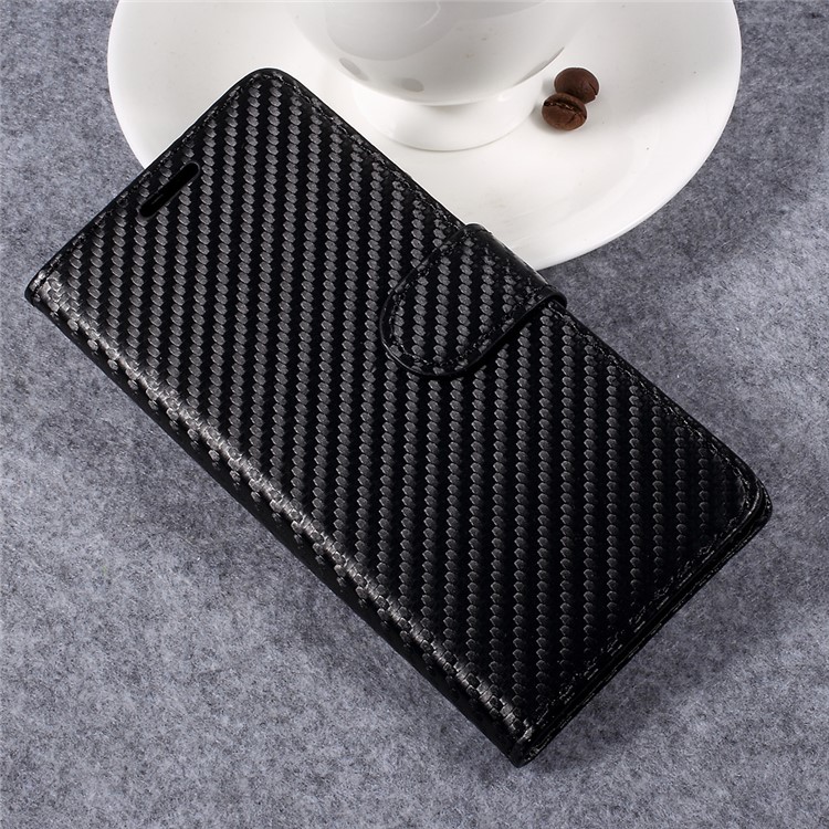 Carbon Fiber Texture Leather Wallet Stand Cellphone Case for Huawei P10 Lite - Black-3