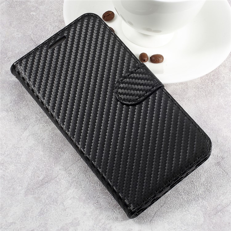 Carbon Fiber Texture Leather Wallet Case for Huawei P10 Plus - Black-3