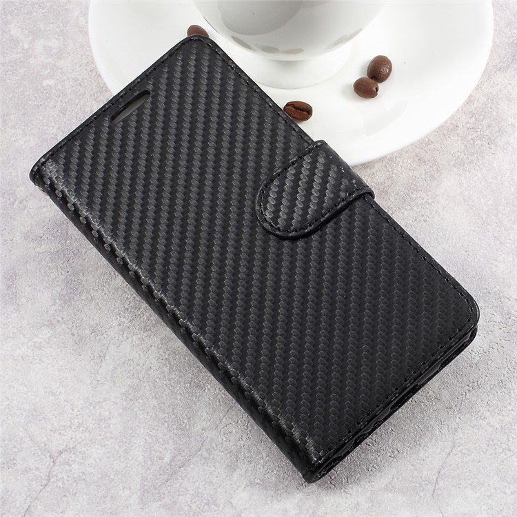 Carbon Fiber Texture Leather Wallet Case for Huawei P10 - Black-3