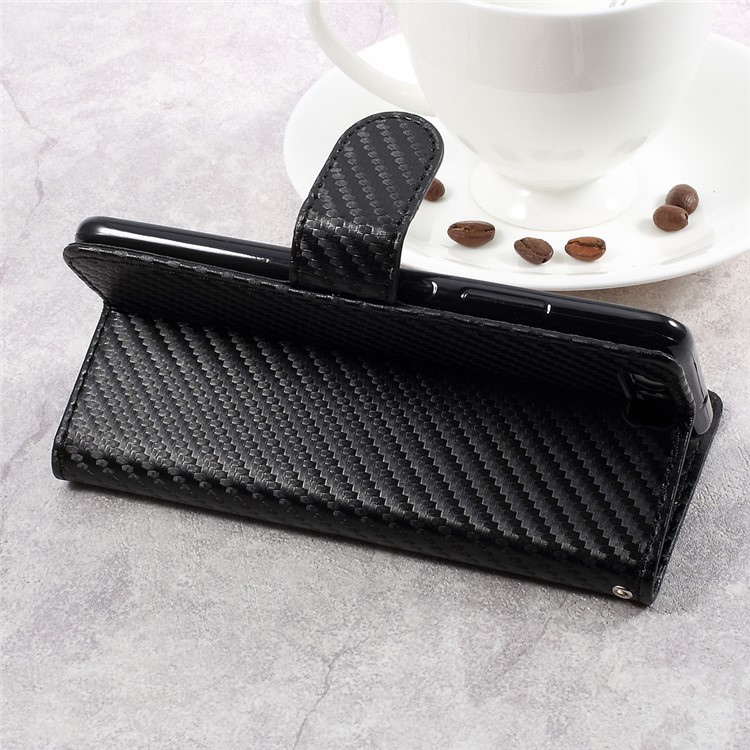 Carbon Fiber Texture Leather Wallet Case for Huawei P10 - Black-5