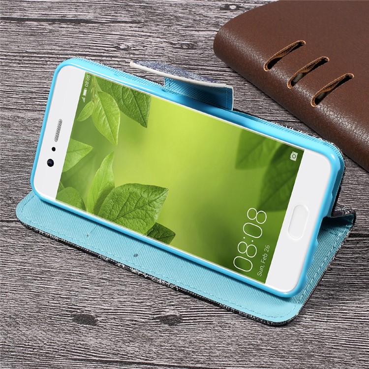 Pattern Printing Leather Wallet Stand Case for Huawei P10 - Classic Floral Pattern-4