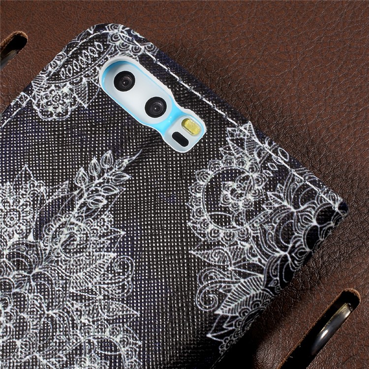 Pattern Printing Leather Wallet Stand Case for Huawei P10 - Classic Floral Pattern-8