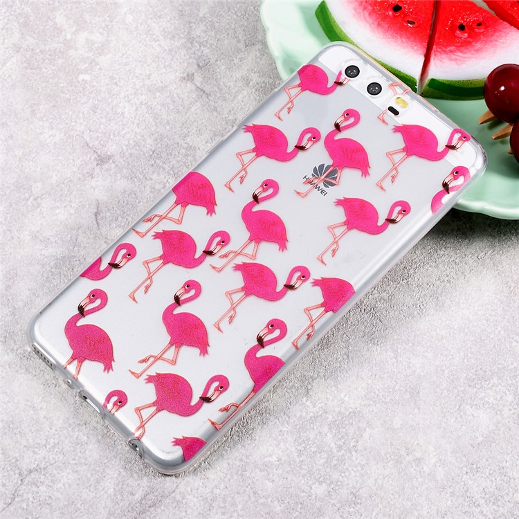 Ultra Thin Pattern Printing TPU Cell Phone Case for Huawei P10 Plus - Rose Flamingos-1