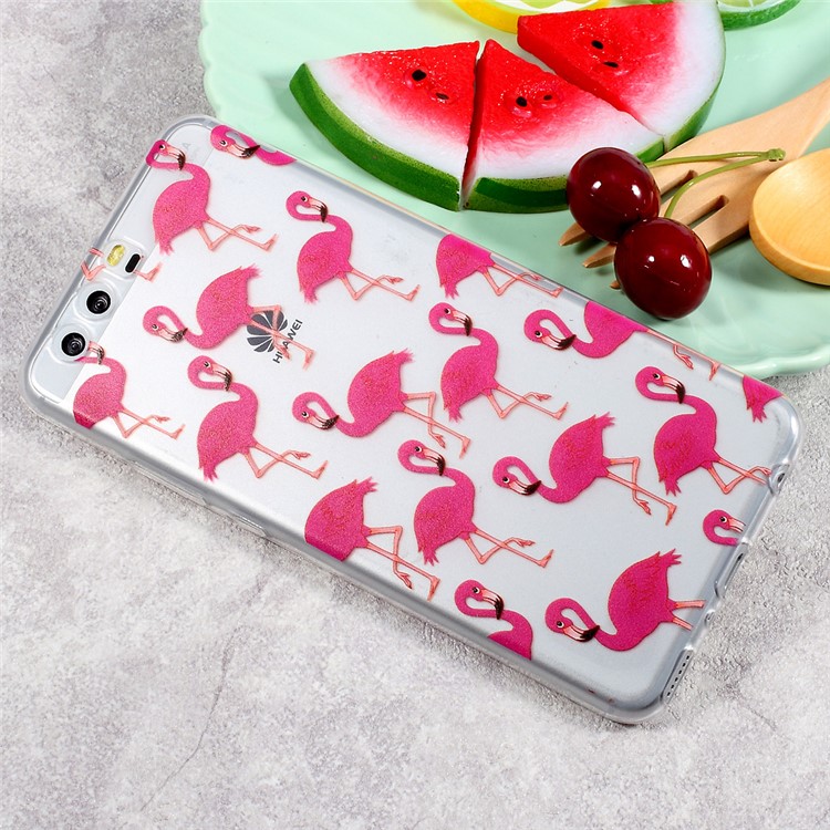 Ultra Thin Pattern Printing TPU Cell Phone Case for Huawei P10 Plus - Rose Flamingos-3