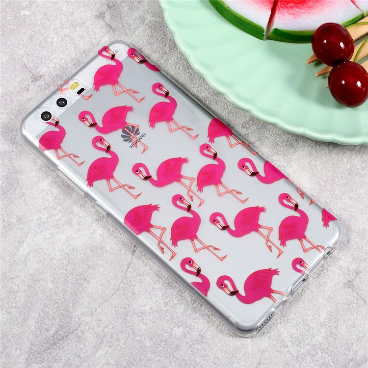 Ultra Thin Pattern Printing TPU Cell Phone Case for Huawei P10 Plus - Rose Flamingos-4