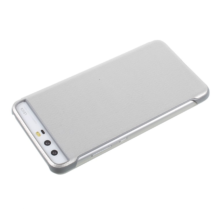 Auto Wake / Sleep Side View Window PU Leather + PC Back Folio Shell for Huawei P10 Plus - Silver-4