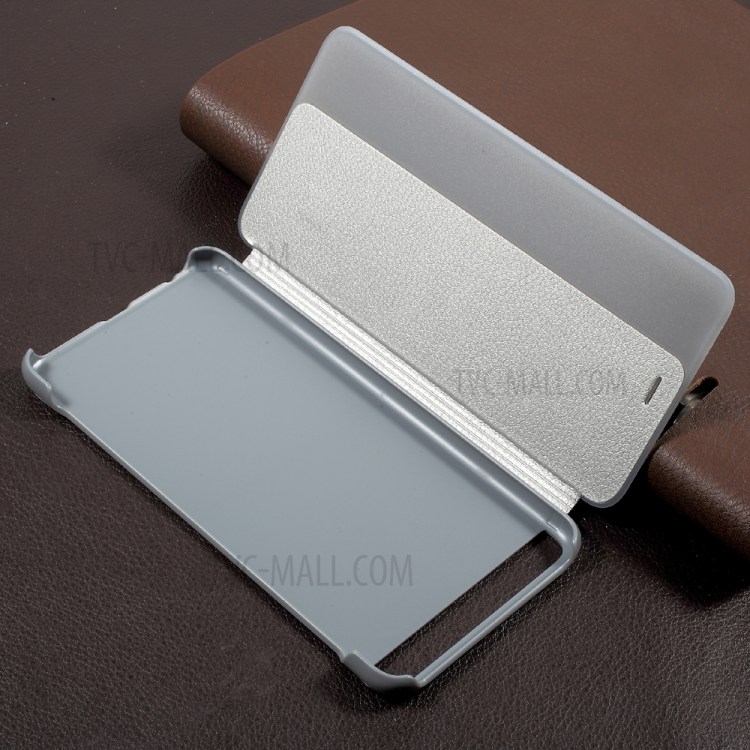 Auto Wake / Sleep Side View Window PU Leather + PC Back Folio Shell for Huawei P10 Plus - Silver-8