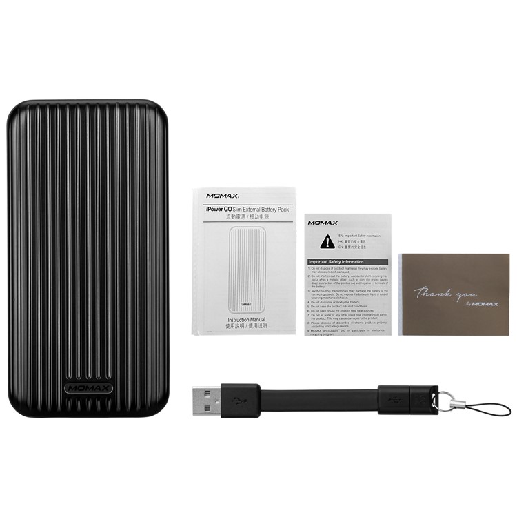 Momax iPower Go Thin 10000mAh Portable Dual USB 2.4A Power Bank - Black-13