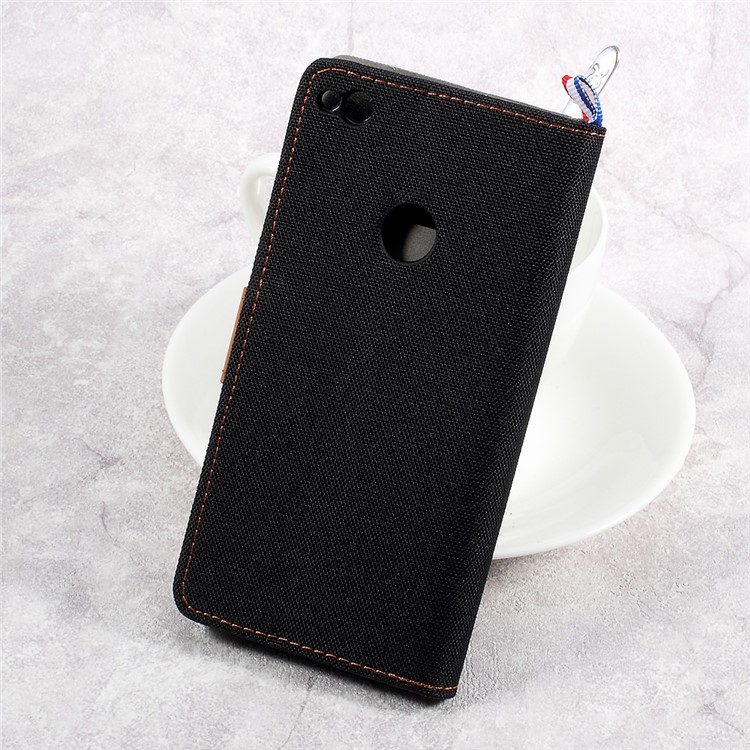 England Style Jean Cloth Leather Card Holder Smartphone Case for Huawei P8 Lite (2017) / Honor 8 Lite - Black-2