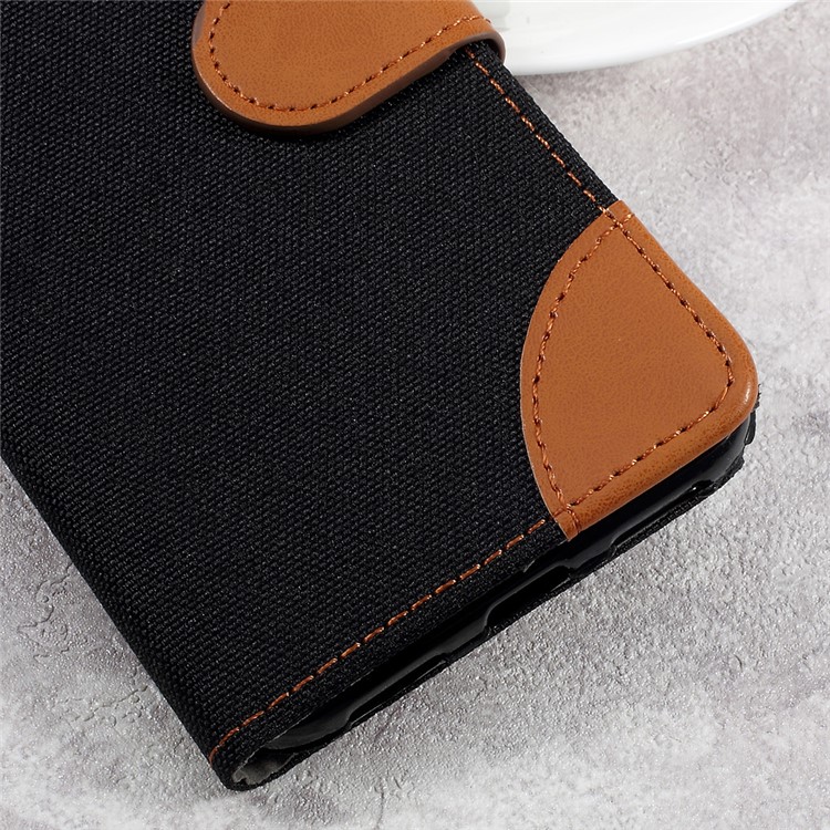 England Style Jean Cloth Leather Card Holder Smartphone Case for Huawei P8 Lite (2017) / Honor 8 Lite - Black-7
