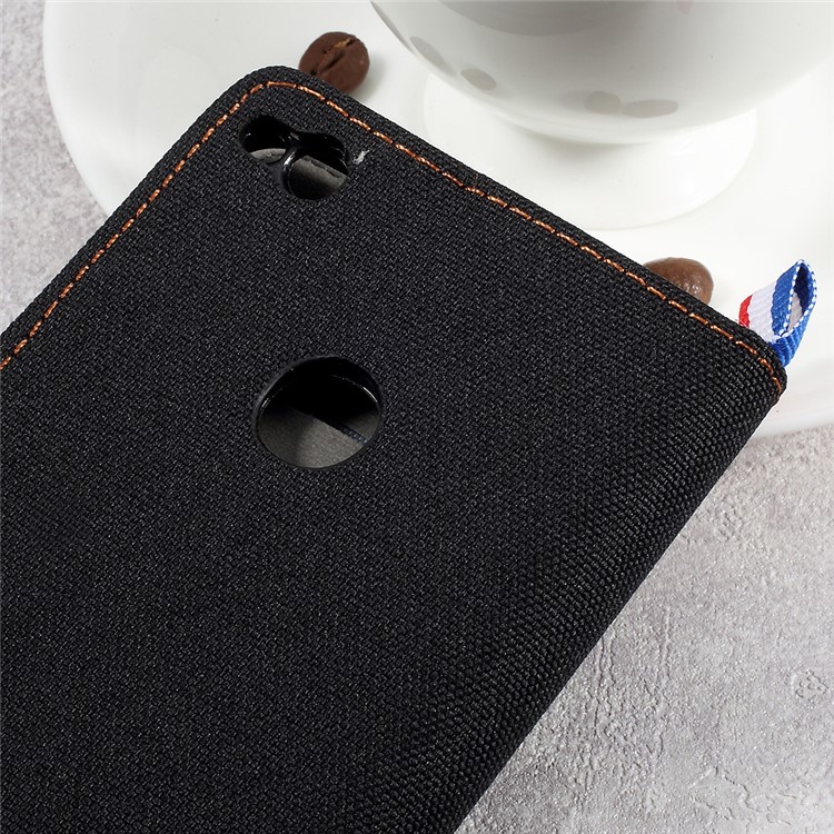 England Style Jean Cloth Leather Card Holder Smartphone Case for Huawei P8 Lite (2017) / Honor 8 Lite - Black-8