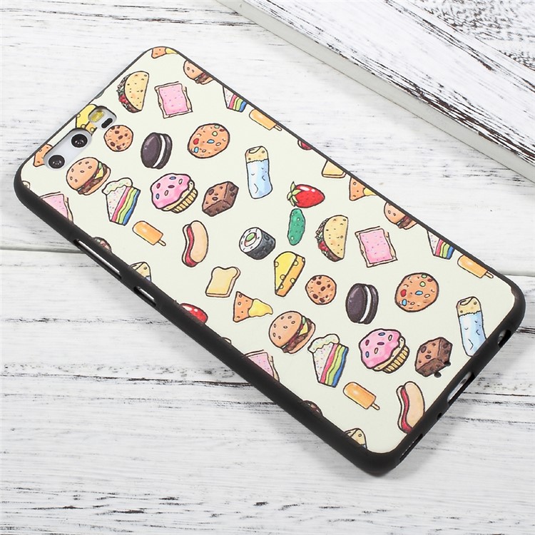 Embossment Printing Pattern TPU Mobile Phone Case for Huawei P10 Plus - Dessert-3
