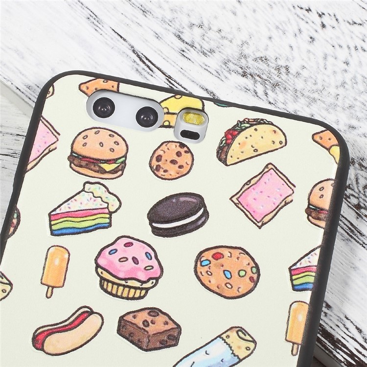Embossment Printing Pattern TPU Mobile Phone Case for Huawei P10 Plus - Dessert-5