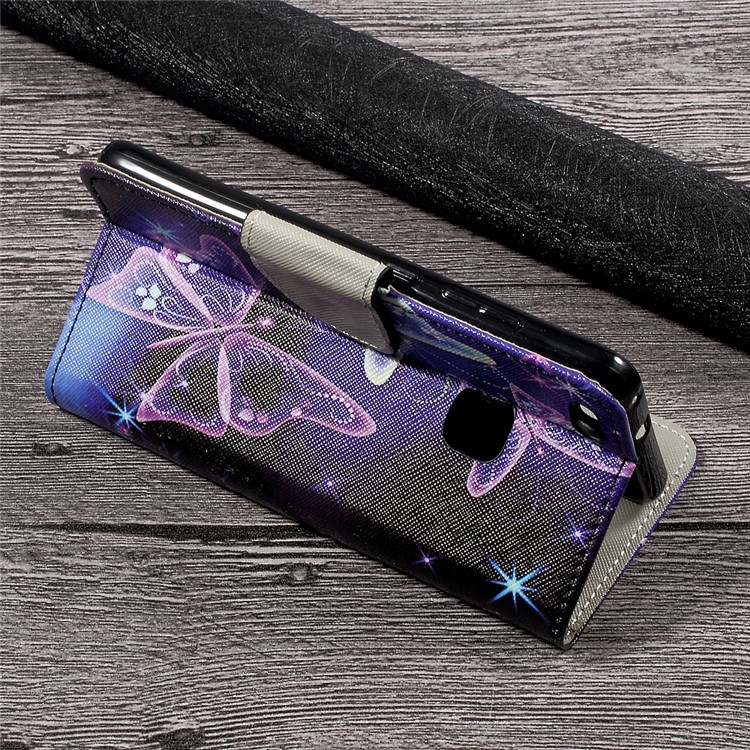 Pattern Printing Leather Wallet Folio Flip Case for Huawei P10 Lite - Shiny Butterflies-3