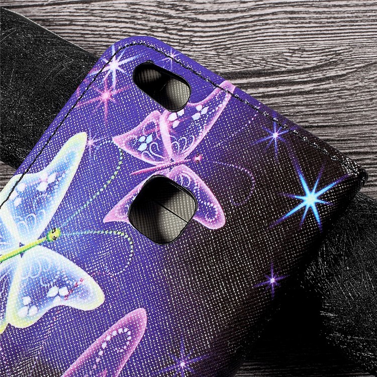 Pattern Printing Leather Wallet Folio Flip Case for Huawei P10 Lite - Shiny Butterflies-6