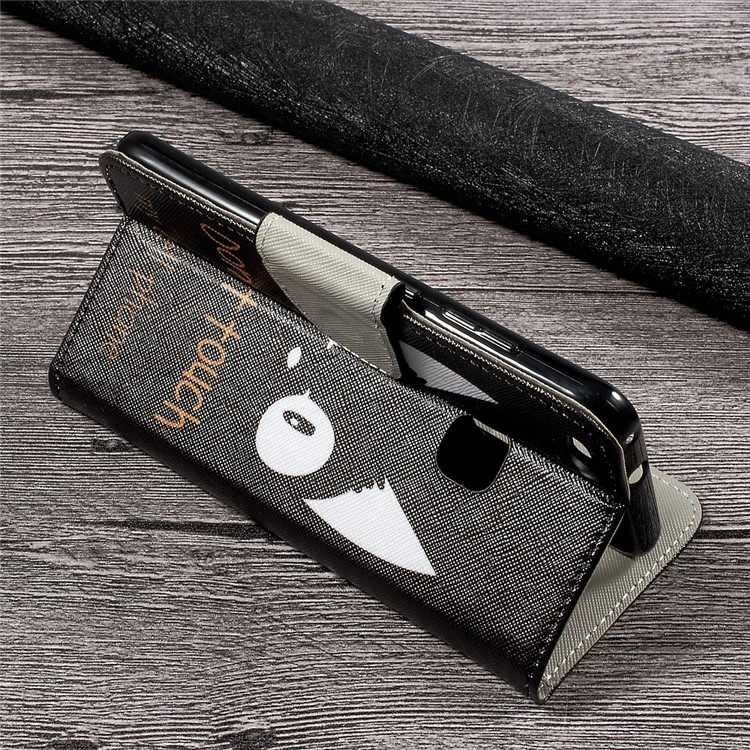 Patterned Leather Card Slots Stand Shell Case for Huawei P10 Lite - Do Not Touch My Phone-4