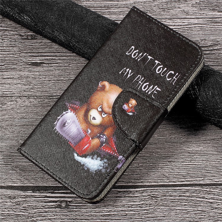 Pattern Printing Leather Cover with Wallet Slots for Huawei P10 Lite - Cool Bear and Warnings-1