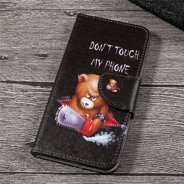 Pattern Printing Leather Cover with Wallet Slots for Huawei P10 Lite - Cool Bear and Warnings-3