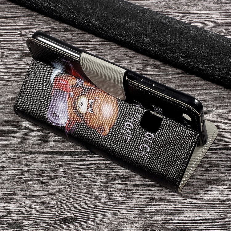 Pattern Printing Leather Cover with Wallet Slots for Huawei P10 Lite - Cool Bear and Warnings-4