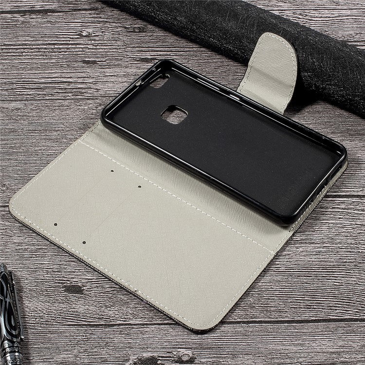 Pattern Printing Leather Cover with Wallet Slots for Huawei P10 Lite - Cool Bear and Warnings-5