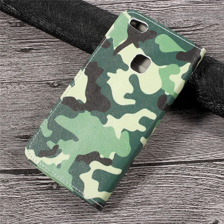 Patterned Wallet Leather Cell Phone Case for Huawei P10 Lite - Camouflage Pattern-2