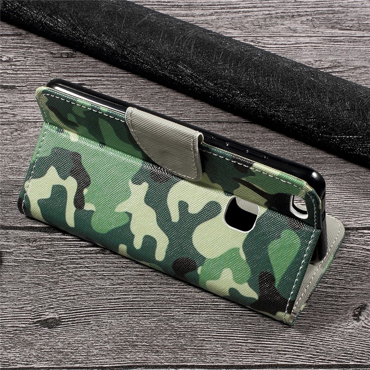 Patterned Wallet Leather Cell Phone Case for Huawei P10 Lite - Camouflage Pattern-3