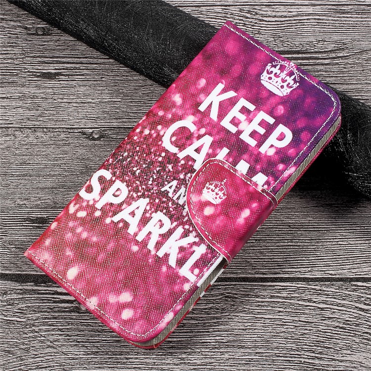 Patterned Leather Magnetic Wallet Shell for Huawei P10 Lite - Keep Calm and Sparkle-1