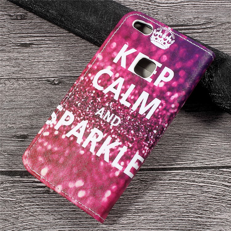 Patterned Leather Magnetic Wallet Shell for Huawei P10 Lite - Keep Calm and Sparkle-2