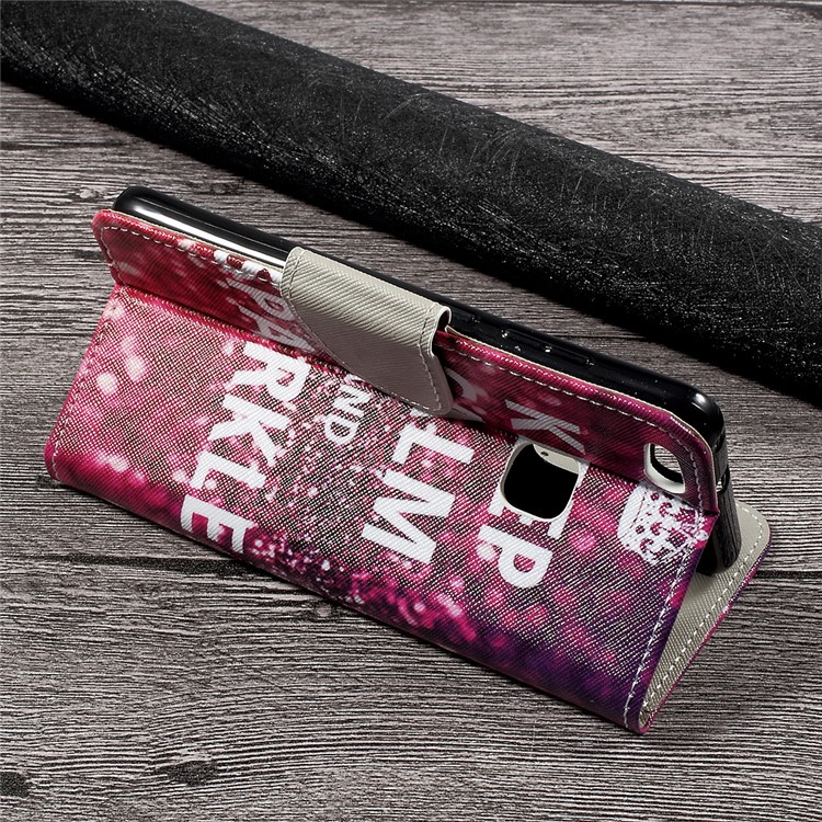 Patterned Leather Magnetic Wallet Shell for Huawei P10 Lite - Keep Calm and Sparkle-4